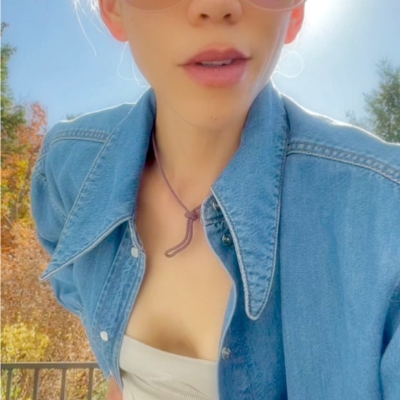 💋SOLD💋✨🌈Ganni Mini Shirt Dress Cutout-back Organic Cotton-blend Denim XXS/XS - Picture 5 of 13